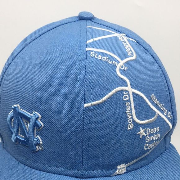 UNC North Carolina Tarheels New Era Fitted Hat Baseball Cap 7 3/8. Map detail. - Picture 2 of 16